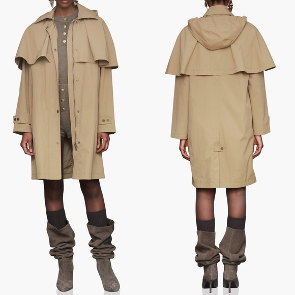 Avec Les Filles Hooded Cape Raincoat - Picture 3 of 16